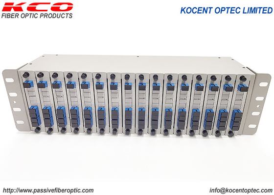 14 Slot 19'' 3U PLC Fiber Optics Splitter Rack Mountable Patch Panel 1*2 1*4 1*8 1*16