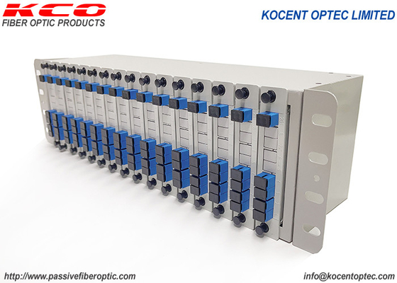 14 Slot 19'' 3U PLC Fiber Optics Splitter Rack Mountable Patch Panel 1*2 1*4 1*8 1*16