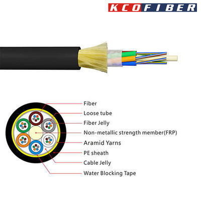 สายเคเบิลใยแก้วนำแสง ADSS แบบติดตั้งภายนอกอาคารชนิด Dielectric Self Supporting SM G652D 12fo ถึง 96fo