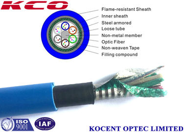 4 ~ 144 แกนสายไฟเบอร์ออปติกเคเบิ้ลโครงสร้างหุ้มเกราะสำหรับเหมืองแร่ Shafts