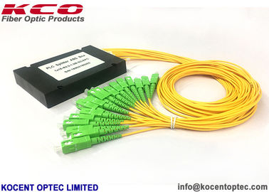 1: 16 PLC ไฟเบอร์ออปติก Splitter 1x16 ABS กล่อง 0.9 มม 2.0 มม 3.0 มม 1 * 16 โมดูล splitter