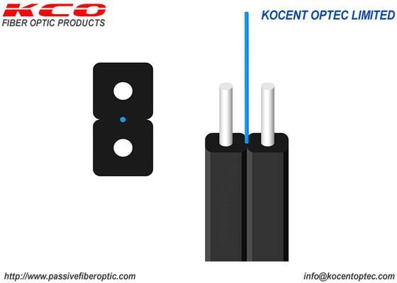 G657A 1core 2wire LSZH สายเคเบิลไฟเบอร์ออปติก FTTH วางในร่มสีดำ